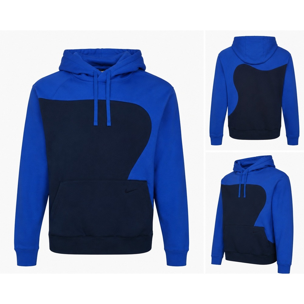 Nike Sportswear Colorblock Pullover Hoodie Royal Blue Black Men's Medium